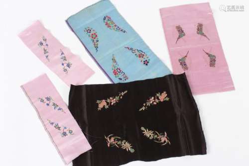 Four Groups of Chinese Silk for Bound Feet Shoes,