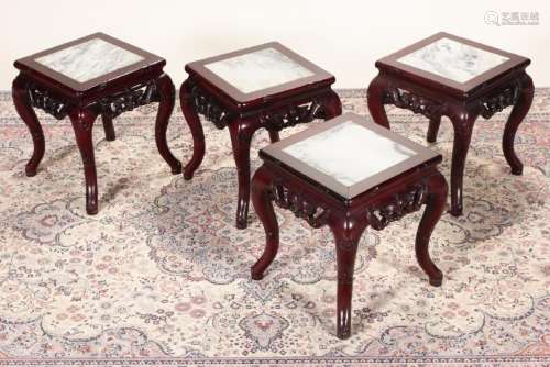 Set of Four Chinese Square Top Occasional Tables,