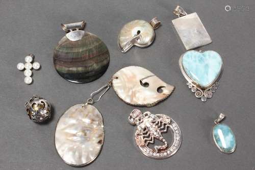 Assorted Silver Pendants,