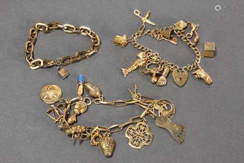 Two Gilt Silver Charm Bracelets,