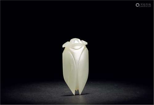 汉·白玉蝉 HAN DYNASTY  A WHITE JADE CICADA