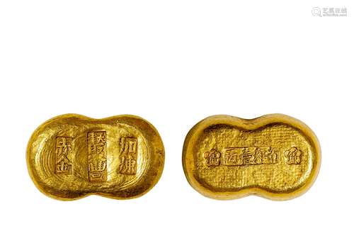 民国·天津聚丰加炼赤金壹两金锭 REPUBLIC OF CHINA PERIOD  A ONE-TAEL GOLD INGOT FROM TIANJIN