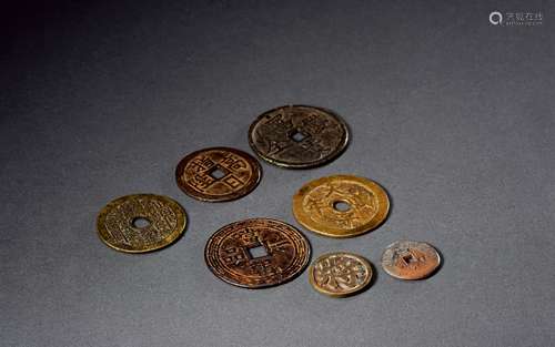 清·花钱一组七枚 QING DYNASTY  SEVEN ENTERTAINING COINS