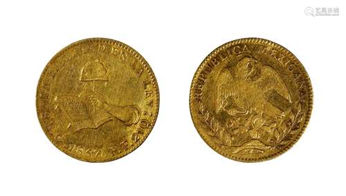 1857年墨西哥金币 A GOLD MEXICAN COIN MADE IN 1857