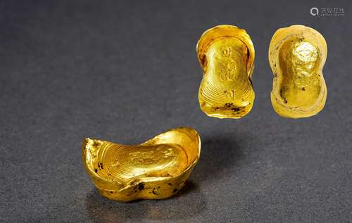 清·绍兴同成银楼二两金元宝 QING DYNASTY  A TWO-TAEL GOLD SYCEE FROM TONGCHENG JEWELER'S STORE IN SHAOXING