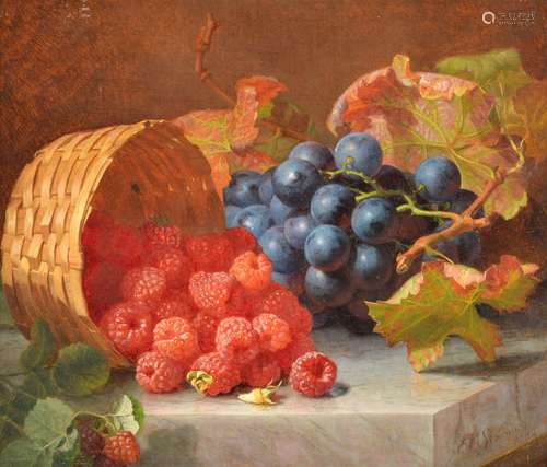 Eloise Harriet Stannard (British born c. 1829-1915)Still life with grapes and raspberries