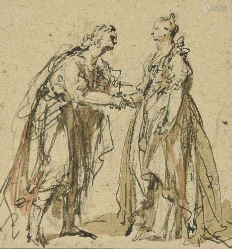 Venetian School (17th century)Man and woman shaking hands