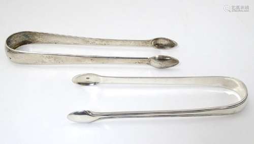 19thC Scottish silver sugar tongs, one maker RG the