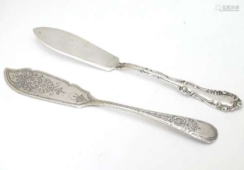 2 silver butter knives one hallmarked Sheffield 1905