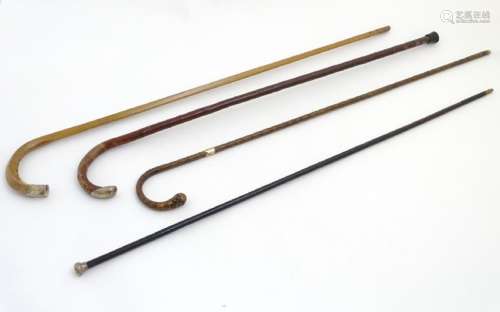 Walking Sticks: A collection of four (3 hallmarked