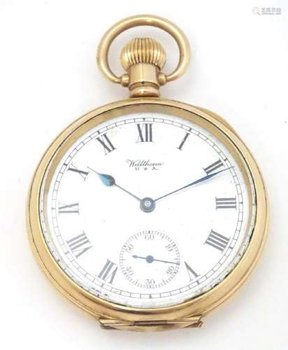 Waltham pocket watch : a gilt Dennison cased 'Waltham