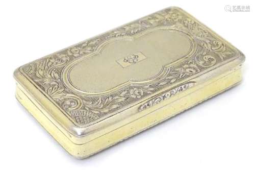 A 19thC Continental (.800) silver gilt snuff box with