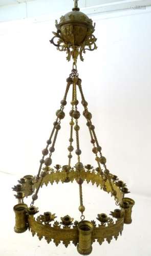 Chandelier: a large Neo-Gothic circular, hanging, 2