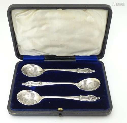 An unusual set of 3 silver apostle spoons the bowls