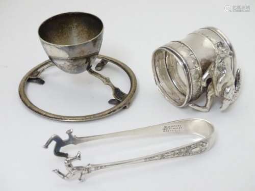 c1901 Silver plated sugar tongs, the grips formed as
