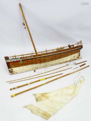 A scale ship lapped constructed model sail boat, the