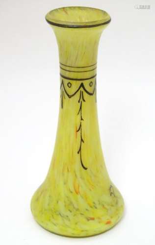 Auguste Legras: an Art Deco signed yellow marbled vase,
