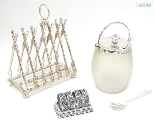 Assorted items comprising a silver plate novelty -
