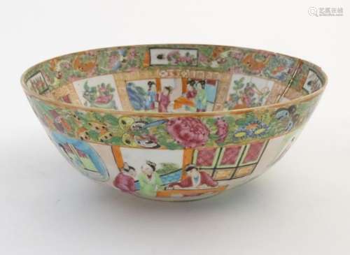 A Cantonese famille rose bowl with panelled decoration