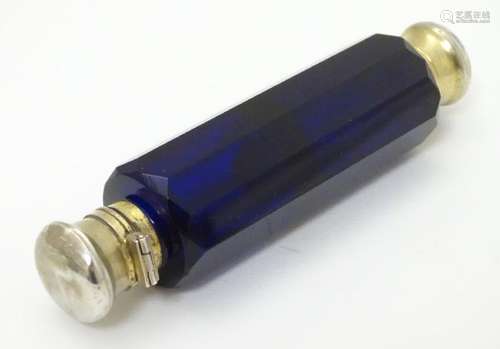 Double ended Scent Bottle , a circa 1900 Bristol Blue