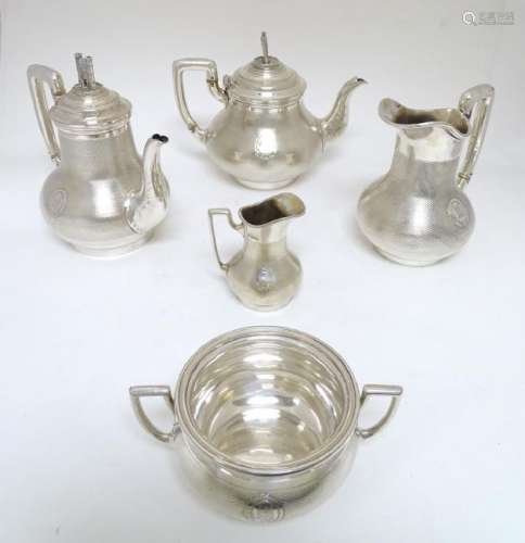 An interesting 5-piece silver plate teaset  by G.R