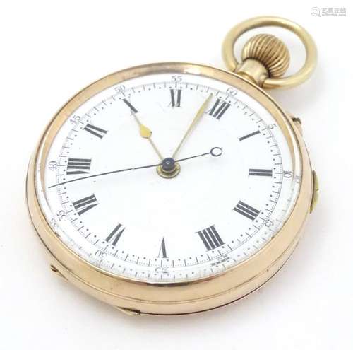 9ct Gold pocket watch: a top wind pocket watch with