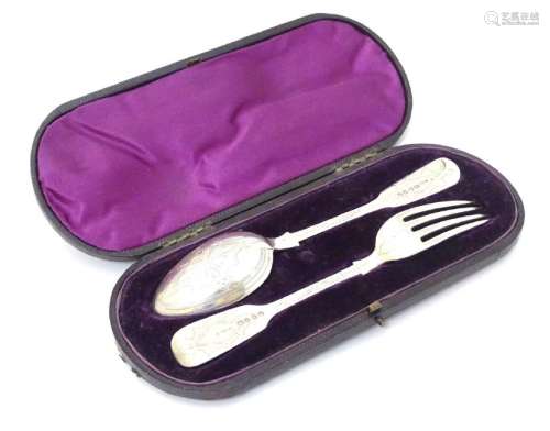 A cased Victorian silver Christening set comprising