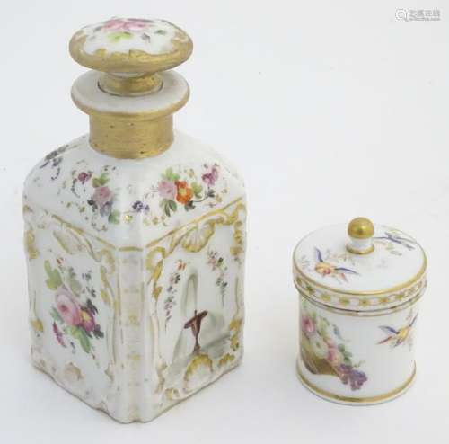 Two Continental lidded ceramic containers; a small pot