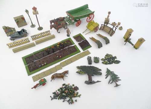 Diecast lead figures: Britains Ltd, London, a garden