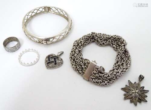 Assorted silver 6 including a silver bracelets,