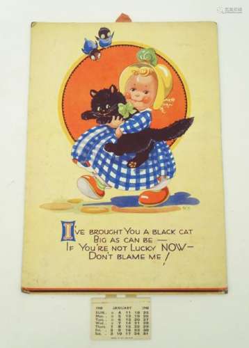 A 1948 calendar, with a Mabel Lucie Attwell style young