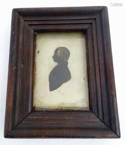 A 19thC gilt highlighted miniature silhouette portrait