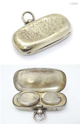 A silver sovereign case / carrier of oblong form