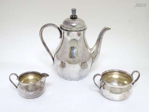 An early 20thC Danish silver plate 3-piece coffee set