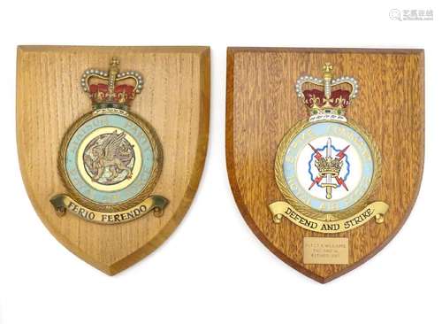 Militaria: Two RAF Officers Mess shields, bearing the