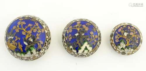 A set of three graduated Chinese cloissonne trinket