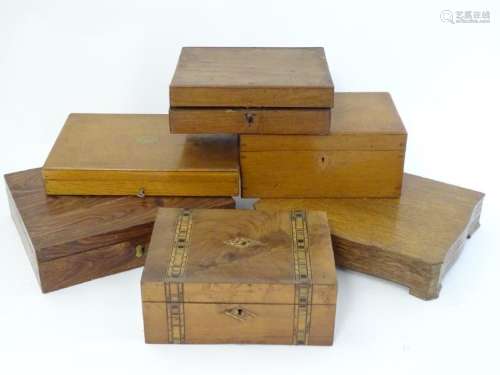 19thC and later boxes: an assortment of mahogany,