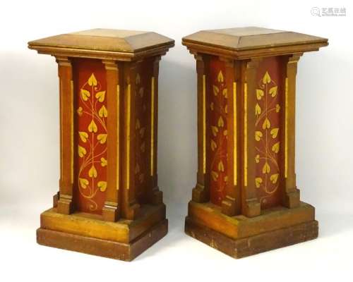A pair of 19thC Gothic Revival dining room pedestals