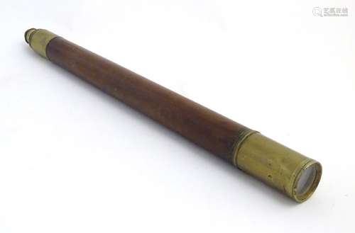 Telescope: A 19thC single draw brass and mahogany