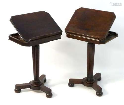 A pair of mid 19thC mahogany reading / writing tables