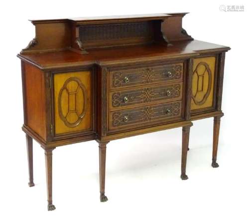 An early 20thC mahogany sideboard, with a raised