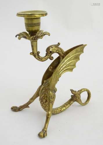 A 19thC cast bronze candlestick / chamberstick in the