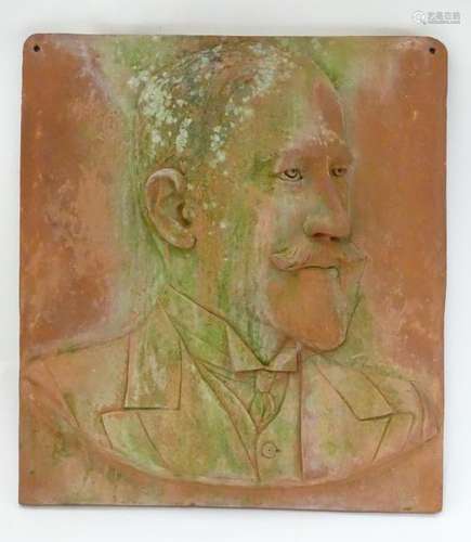 RJR, 1900, Terracotta plaque, A bust portrait of a late