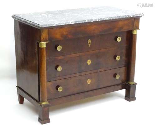 An early / mid 19thC French Empire mahogany commode,