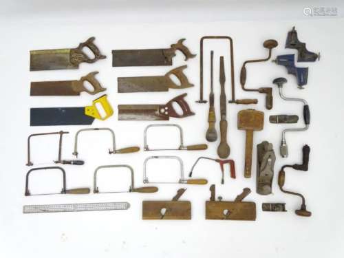 A quantity of carpenters tools to include screw