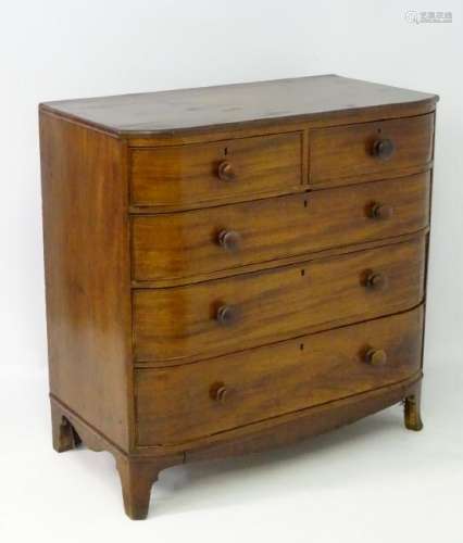 A mid / late 19thC mahogany bow fronted chest of