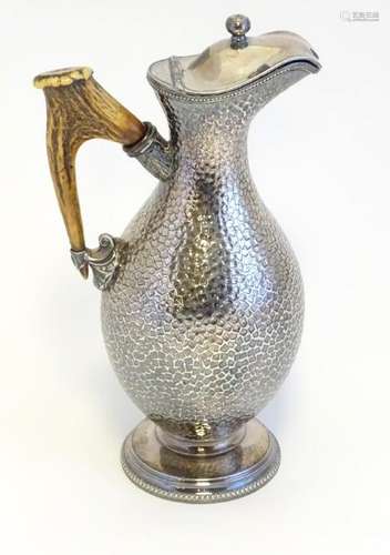 A James Dixon silver plate jug/ewer with hammered