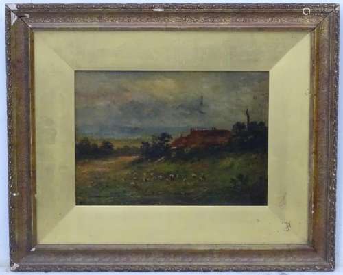 J. Luch, XIX, Oil on canvas, Sheep grazing before a