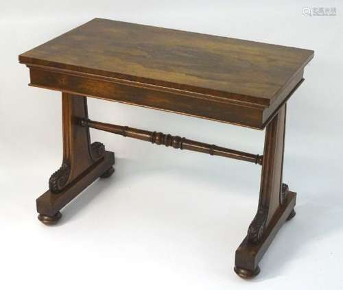 A mid 19thC rosewood Gillows style library table with
