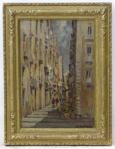 D. Angelos, XIX, Oil on panel,  An Italian street scene